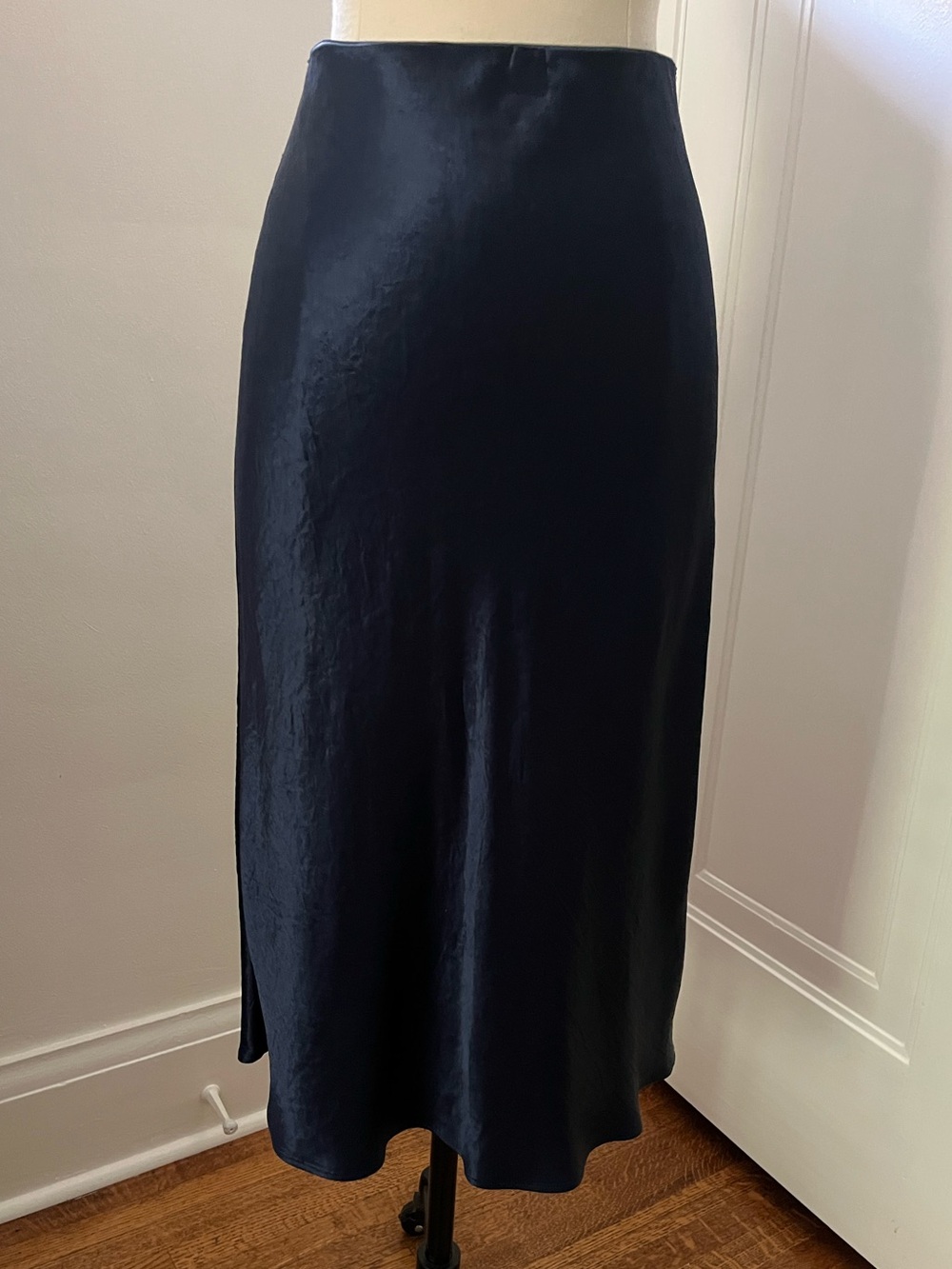 Babaton Classic Navy Satin Midi Skirt